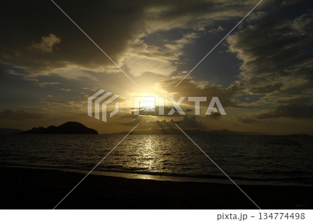 Seaside town of Turgutreis and spectacular sunsets Seaside town of Turgutreis and spectacular sunsets 134774498