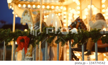 Christmas market ambiance with twinkling lights and handcrafted touches Christmas market ambiance with twinkling lights and handcrafted touches 134774542