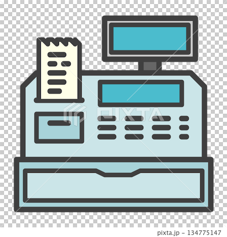 Illustration of a cash register where you can shop and pay at a store 134775147