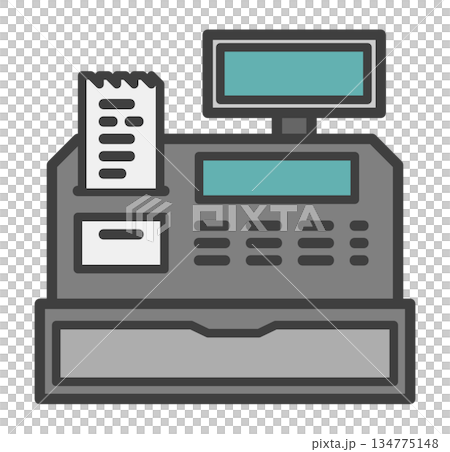 お店で買い物をして支払いをするレジスターのイラスト 134775148
