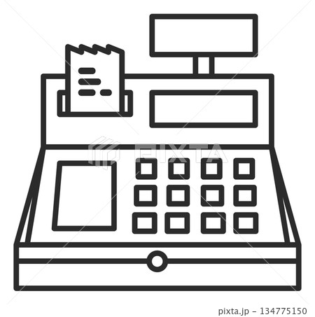 お店で買い物をして支払いをするレジスターのイラスト 134775150
