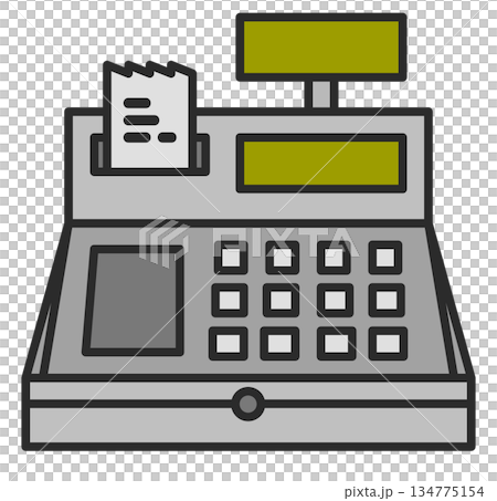 お店で買い物をして支払いをするレジスターのイラスト 134775154