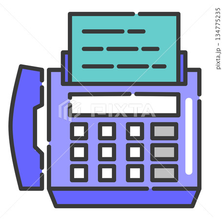 業務で書類を送受信するファックス通信機のイラスト 134775235