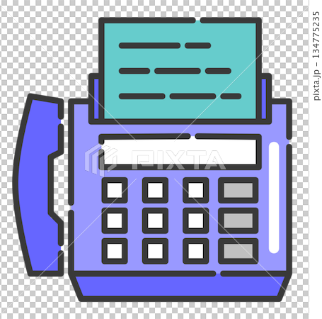 業務で書類を送受信するファックス通信機のイラスト 134775235