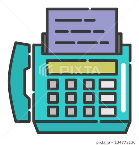 業務で書類を送受信するファックス通信機のイラスト 134775236
