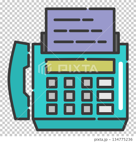 業務で書類を送受信するファックス通信機のイラスト 134775236