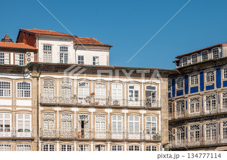 View of lago do toural, architectural details in Guimaraes, Portugal 134777114