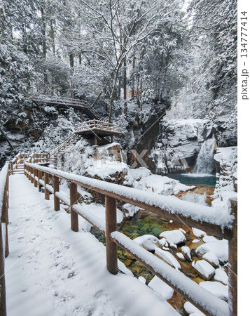 夕森渓谷（冬）：竜神の滝 134777414