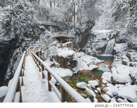 夕森渓谷（冬）：竜神の滝 134777416