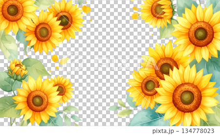 背景透過 ひまわり 夏のデザイン素材 134778023