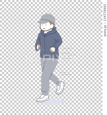 一個人奔跑的插圖素材 一個人奔跑的插圖素材 134778885