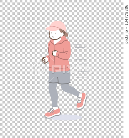 ランニングをする女性のイラスト素材 ランニングをする女性のイラスト素材 134778886