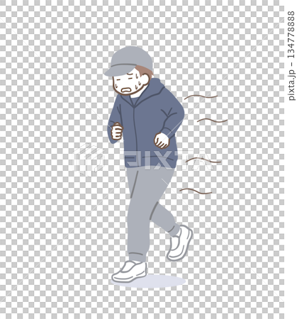 圖解素材：一名男子奔跑時表情緊張 134778888