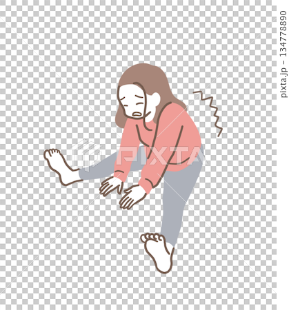 Illustration material of a stiff woman stretching 134778890