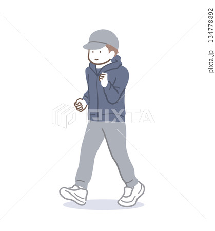 ウォーキングする男性のイラスト素材 134778892