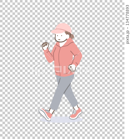 ウォーキングする女性のイラスト素材 ウォーキングする女性のイラスト素材 134778893