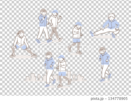 一組男女運動的插圖 134778905