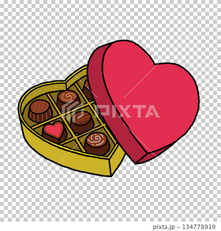 Hand-painted heart-shaped chocolate box 134778919