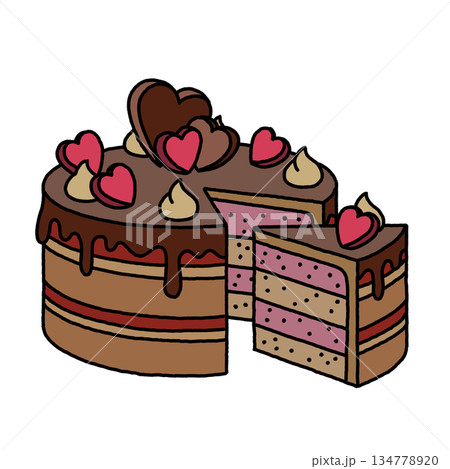 手描きのチョコケーキ 手描きのチョコケーキ 134778920