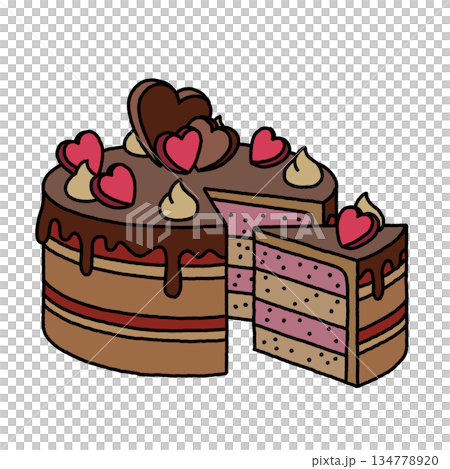手描きのチョコケーキ 手描きのチョコケーキ 134778920
