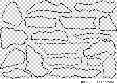 線條畫框向量圖，表示撕碎的紙張 134778968