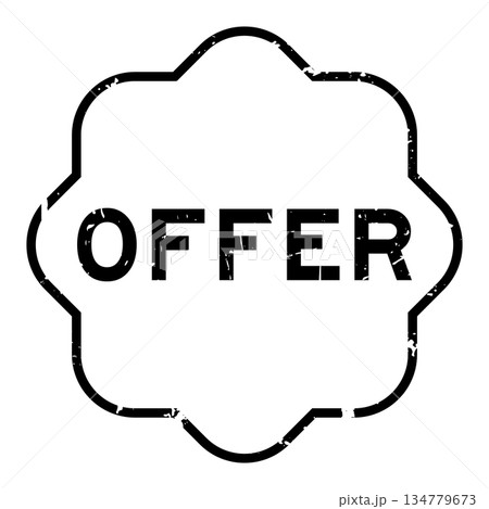 Grunge black offer word square rubber seal stamp on white background 134779673