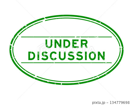 Grunge green under discussion word oval rubber seal stamp on white background 134779698