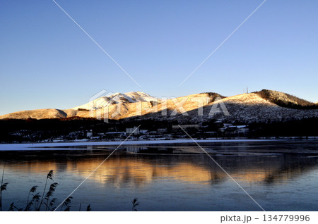 雪山の白樺湖 134779996