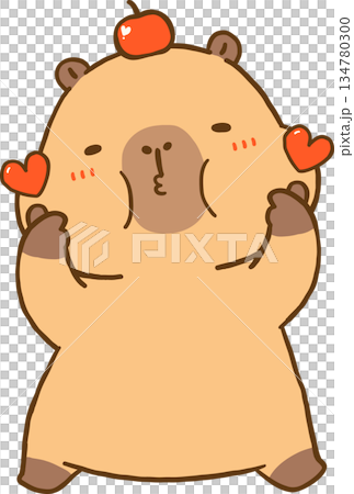 Cute Valentine Capybara Kissing and sharing Hearts Cartoon Hand Drawn Illustration Cute Valentine Capybara Kissing and sharing Hearts Cartoon Hand Drawn Illustration 134780300