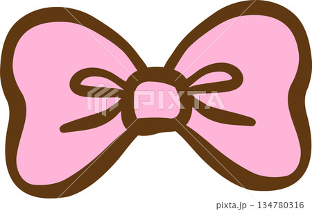 Cute Pink Bow Tie Hand Drawn Illustration 134780316