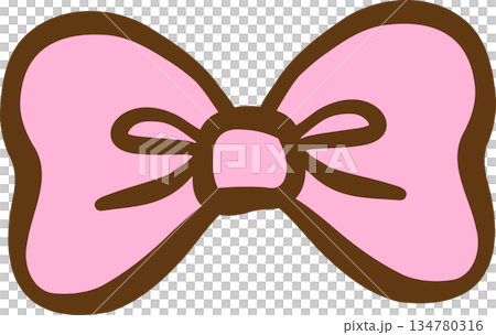 Cute Pink Bow Tie Hand Drawn Illustration 134780316