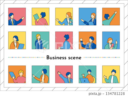 ビジネスシーン人物アイコン素材集 ビジネスシーン人物アイコン素材集 134781228