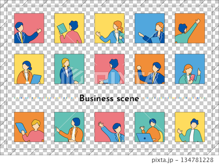 ビジネスシーン人物アイコン素材集 ビジネスシーン人物アイコン素材集 134781228