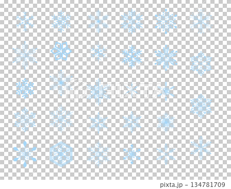 Winter illustration material: Snowflake set, Blue Winter illustration material: Snowflake set, Blue 134781709