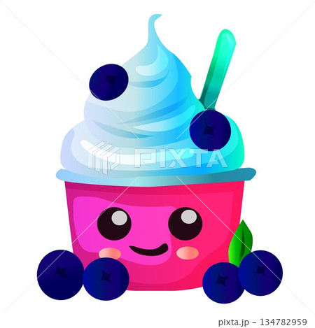 blueberry yogurt drink cute cream cartoon 134782959