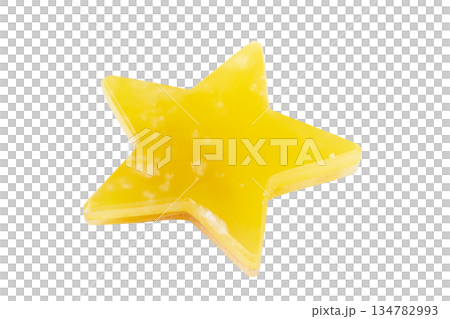 透明背景（png）に黄色い天然石で作られた星形 134782993