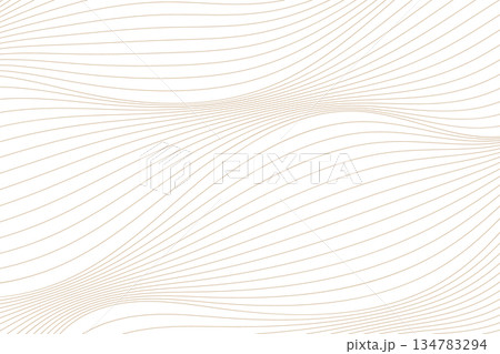 Abstract Golden Wave Pattern of Thin Curved Lines. Vector illustration 134783294