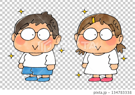 Boys and girls wearing glasses 134783338