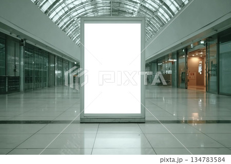 blank advertising billboard at terminal of airport. 134783584
