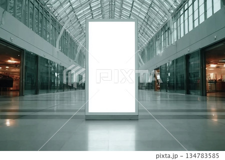 blank advertising billboard at terminal of airport. 134783585