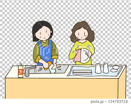 女人在洗碗 134783728