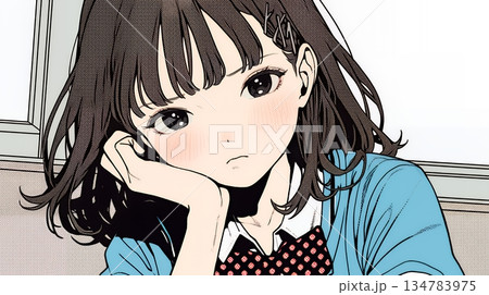 「つまんないの」と不貞腐れている制服を着た女子高生