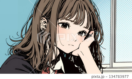 「つまんないの」と不貞腐れている制服を着た女子高生