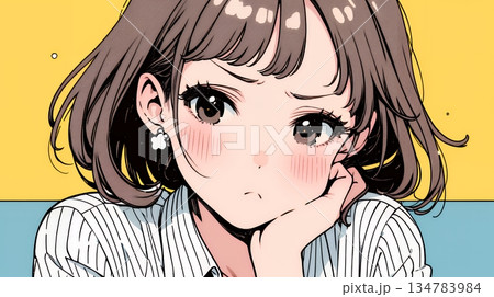 「つまんないの」と不貞腐れている制服を着た女子高生