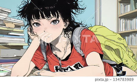 「つまんないの」と不貞腐れている制服を着た女子高生