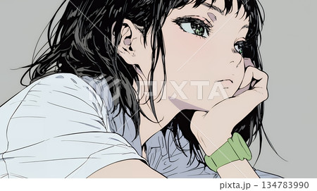 「つまんないの」と不貞腐れている制服を着た女子高生