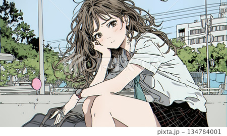 「つまんないの」と不貞腐れている制服を着た女子高生