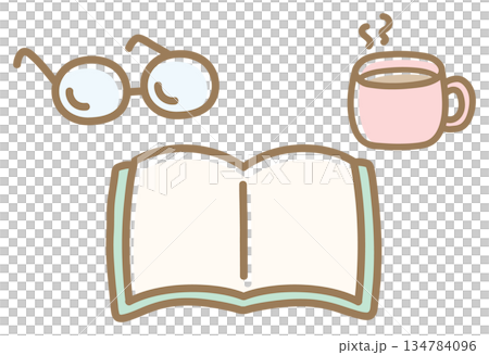 圖：閱讀、咖啡和一本打開的書 134784096