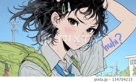 「はぁ？」と呆れた表情をしている女子高生 134784215