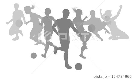 Soccer Football Players Men Women Silhouettes 134784966
